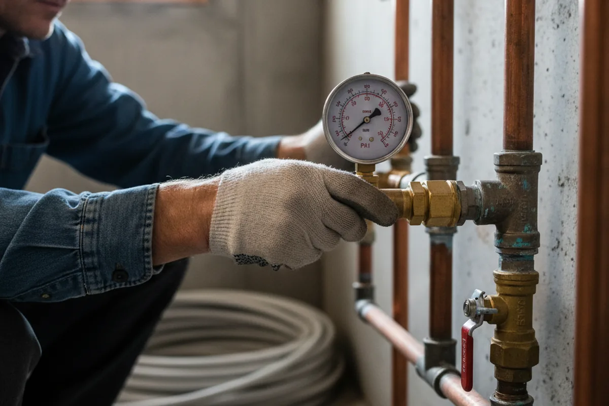 Pressure testing a repaired line during Water Line Repair in Maplewood